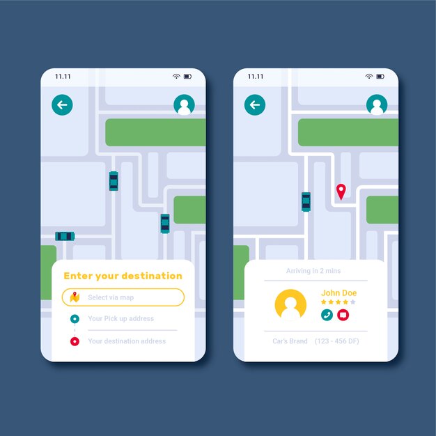 Interfaz de la aplicación de taxi