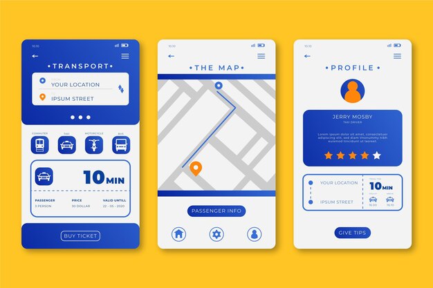 Interfaz de la aplicación de transporte público