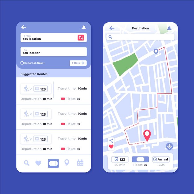 Interfaz de la aplicación de transporte público