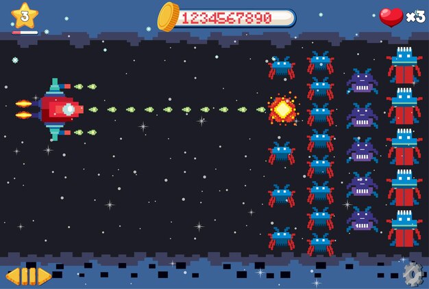 Interfaz de juego de espacio de píxeles Aarcade