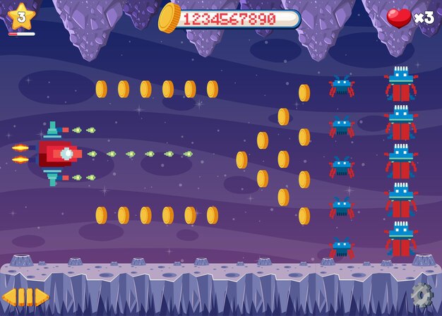 Interfaz de juego de espacio de píxeles Aarcade