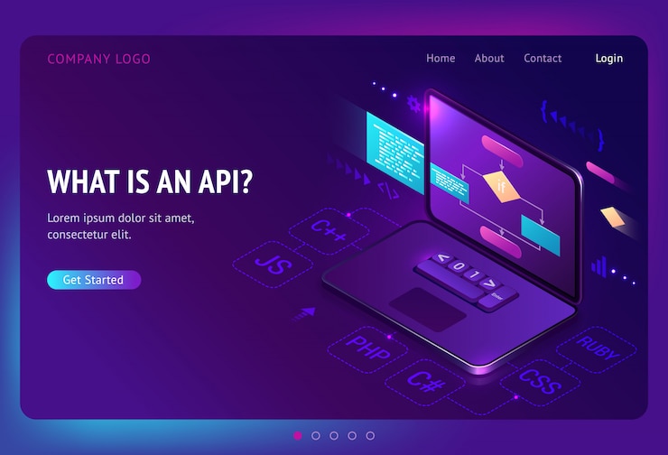 Vector gratuito interfaz de programación de aplicaciones api isométrica