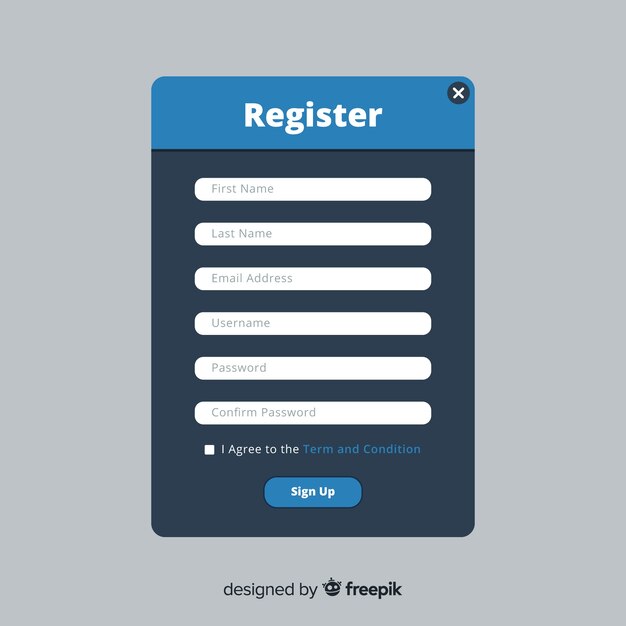 Interfaz de registro online