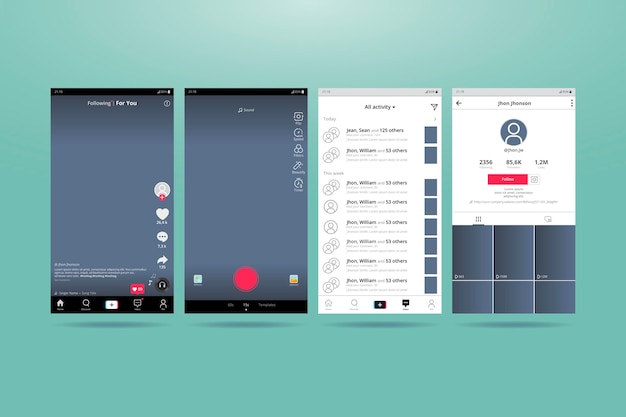 Interfaz Tiktok para teléfonos móviles