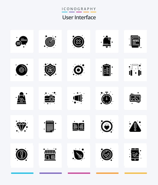 Vector gratuito interfaz de usuario creativa paquete de iconos de 25 glyph solid black como usuario de blog de interfaz de noticias de disco