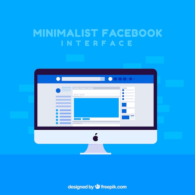 Vector gratuito interfaz de la web de facebook con diseño minimalista