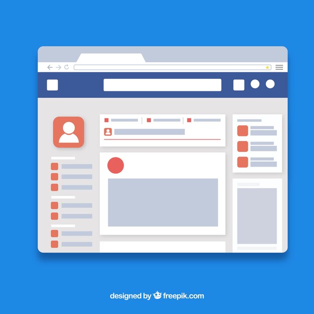 Interfaz de la web de facebook con diseño minimalista