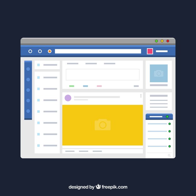 Interfaz de la web de facebook con diseño minimalista