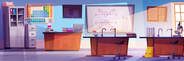 Interior de las aulas de química de la escuela