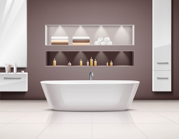 Vector gratuito interior de baño diseño realista