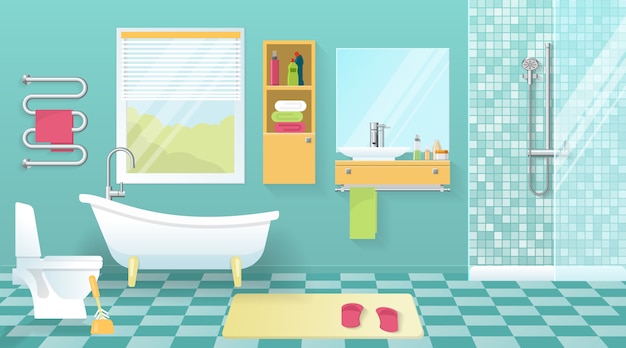 Vector gratuito interior de baño moderno