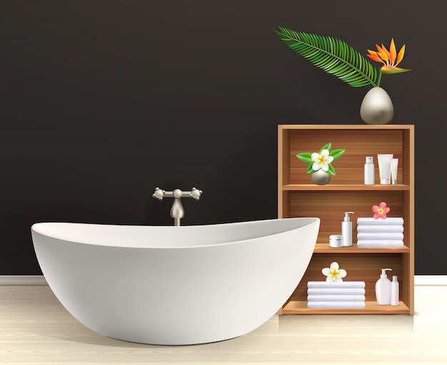 Vector gratuito interior de baño con muebles