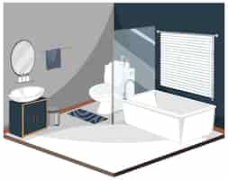 Vector gratuito interior de baño con muebles.