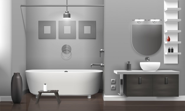 Vector gratuito interior de baño realista