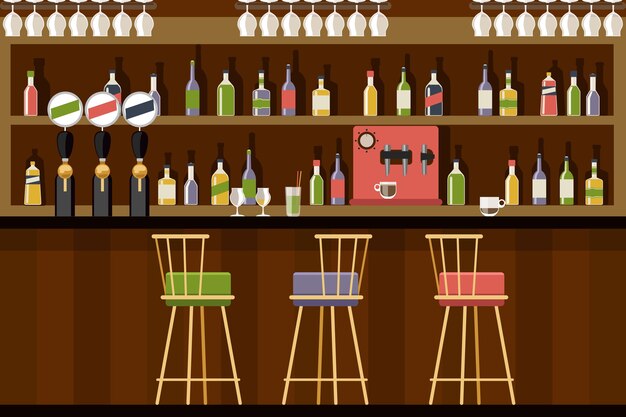 Interior de bar en estilo plano