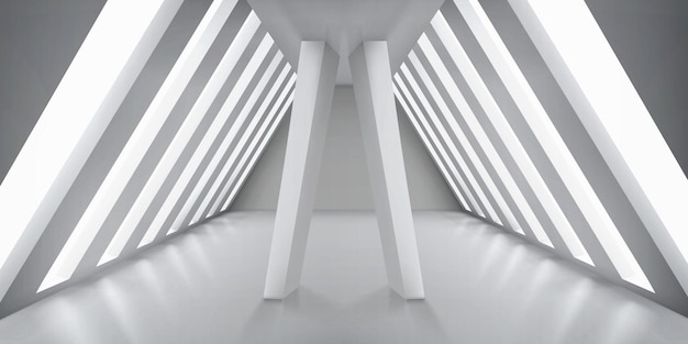 Vector gratuito interior blanco futurista con columnas rectangulares