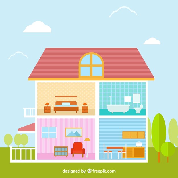 Interior de casa con bonitas habitaciones 