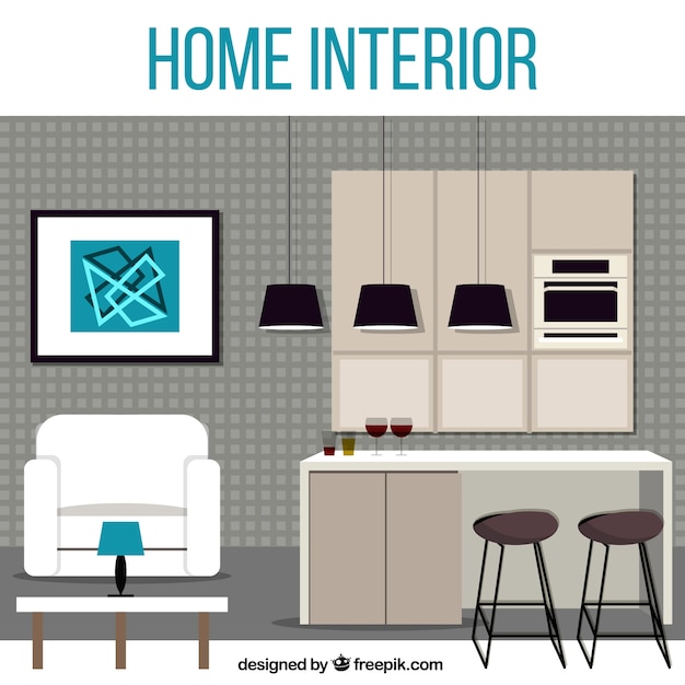 Vector gratuito interior de casa moderna