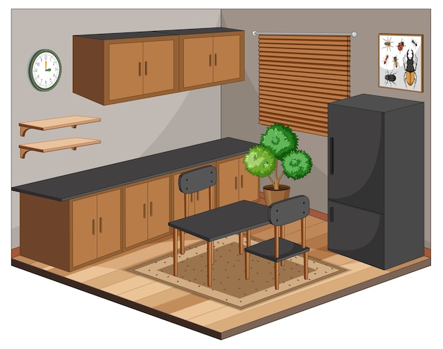 Vector gratuito interior de comedor con muebles de estilo moderno