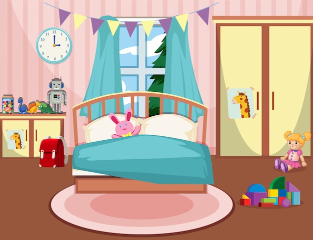 Interior del dormitorio de las niñas.