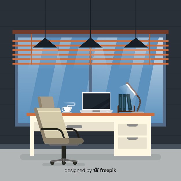 Interior elegante de oficina con diseño plano