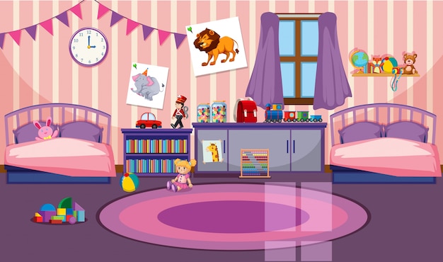 Interior de la habitación de las niñas.