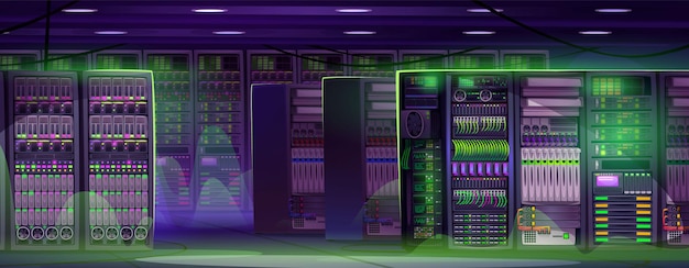 Interior moderno de la sala del centro de datos