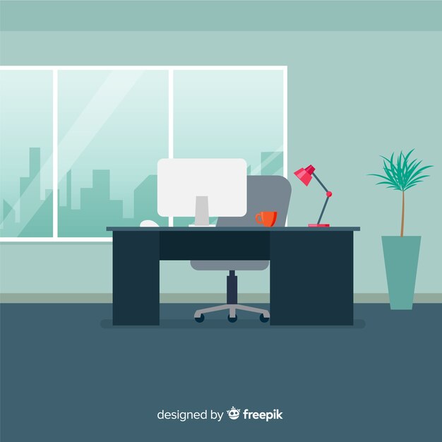 Interior de oficina profesional con diseño plano