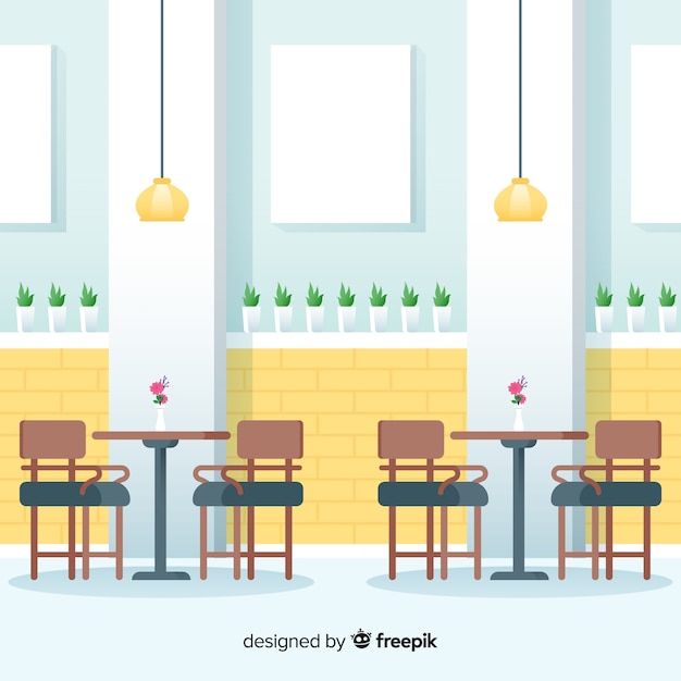 Interior de restaurante elegante con diseño plano