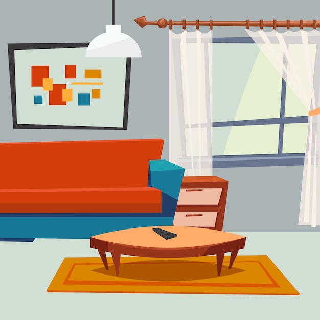 Vector gratuito interior de sala de estar elegante con diseño plano