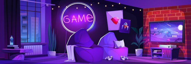 Interior de la sala de jugadores por la noche