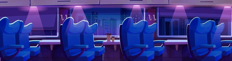 Vector gratuito interior del vagón de tren por la noche