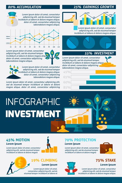 Inversión plana color infografía