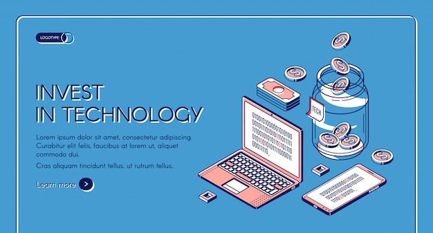 Vector gratuito invertir en plantilla web de tecnología