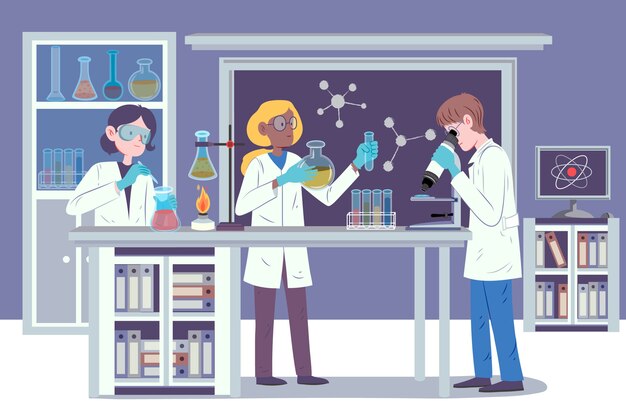 Investigadores que trabajan en el laboratorio de ciencias.