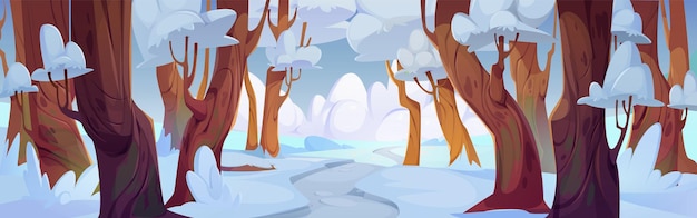 Invierno nieve bosque vector paisaje temporada fría