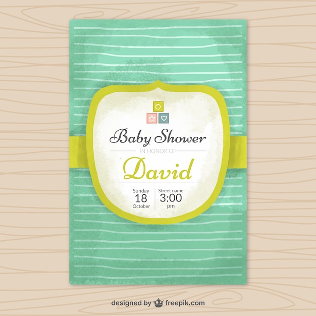 Invitación en acuarela de baby shower