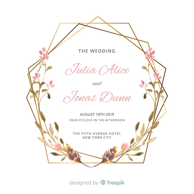 Invitación en acuarela de boda