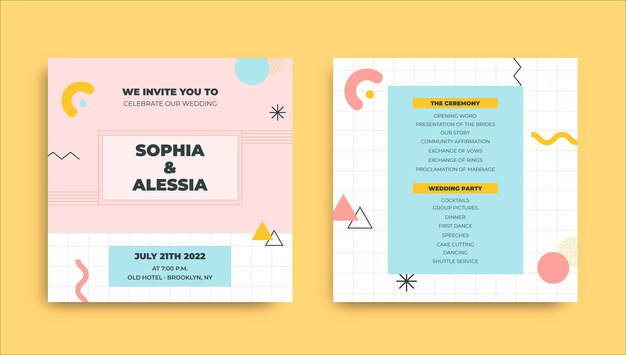 Invitación al programa de bodas de Memphis