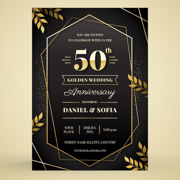 Plantillas para invitaciones de 50 años gratuitas