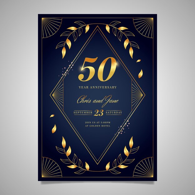 Invitación de aniversario de oro degradado