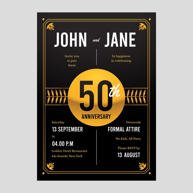 Invitación de aniversario de oro realista
