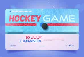 Vector gratuito invitación de aterrizaje del juego de hockey o reserva de boletos