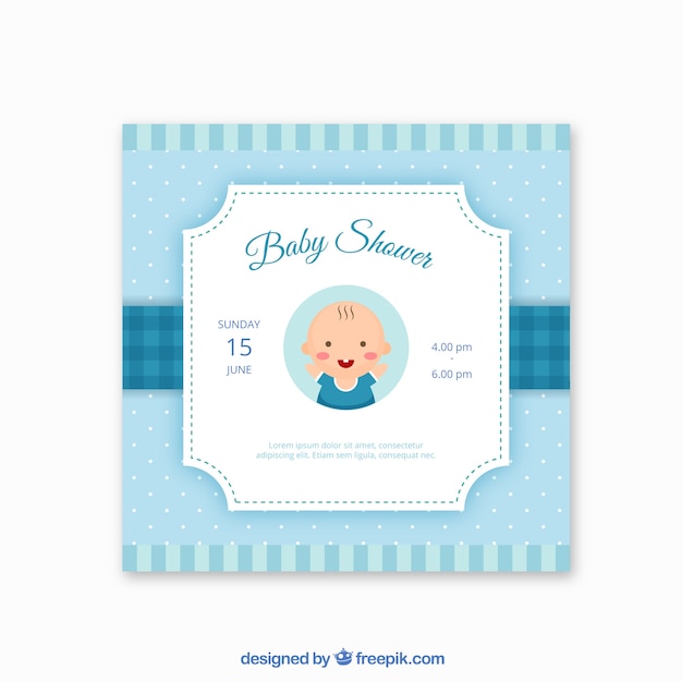 Vector gratuito invitación azul de baby shower