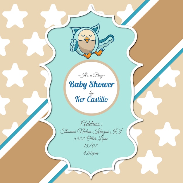 Vector gratuito invitación de baby shower con búho