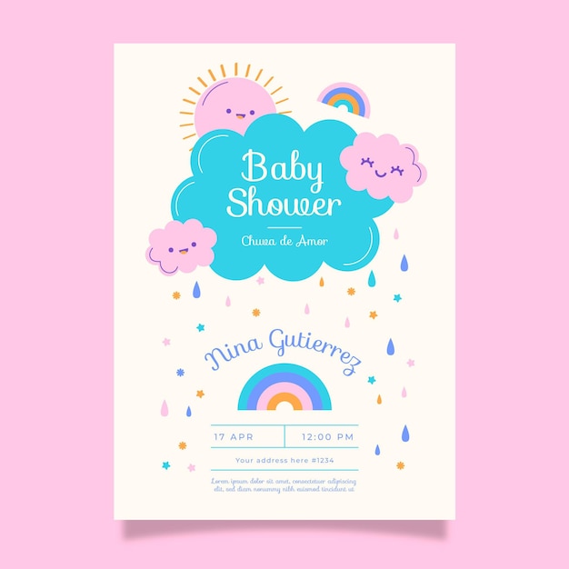 Invitación para baby shower de chuva de amor