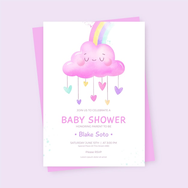 Invitación para baby shower de chuva de amor