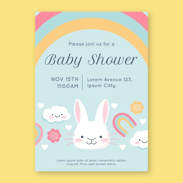 Invitación de baby shower dibujada a mano