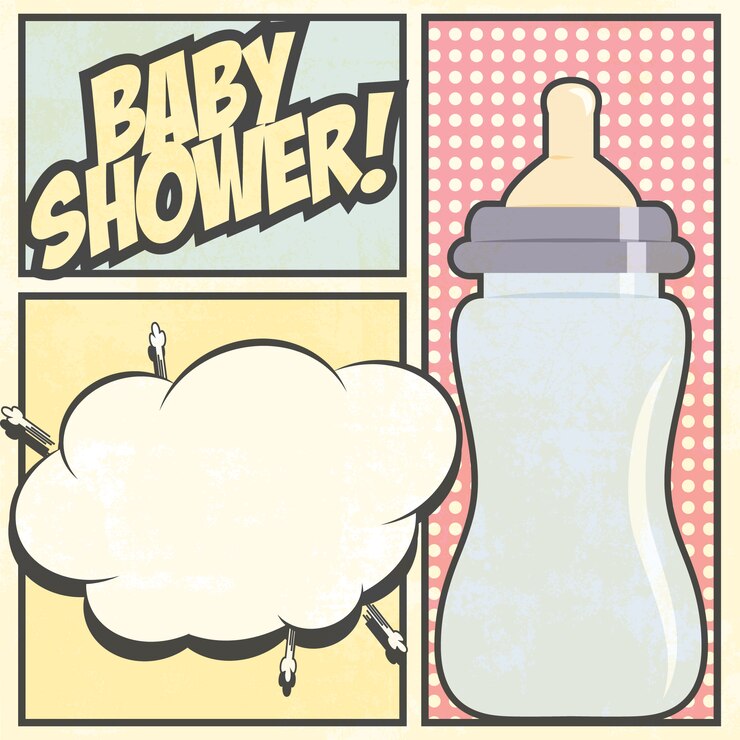 Vector gratuito invitación de baby shower con diseño de cómic