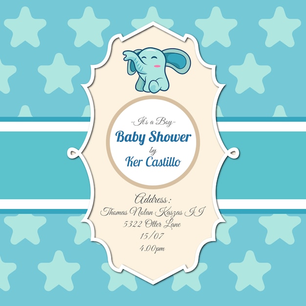 Vector gratuito invitación de baby shower con elefante